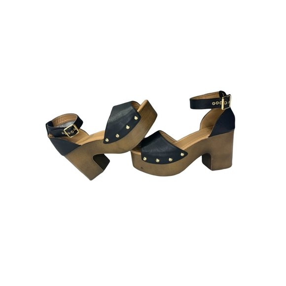 Qupid‎ Wedge Studded Black Size 7.5 Strappy sandals - Picture 1 of 10